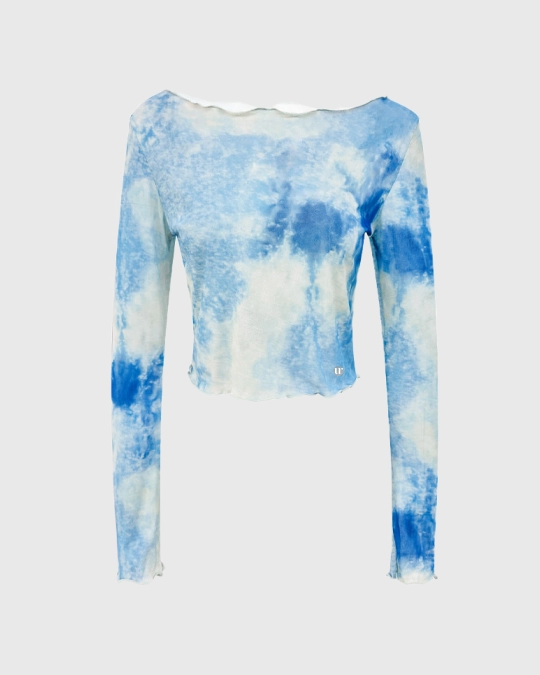 Лонгслив из сетки разноцветный в технике tye-die - 5 