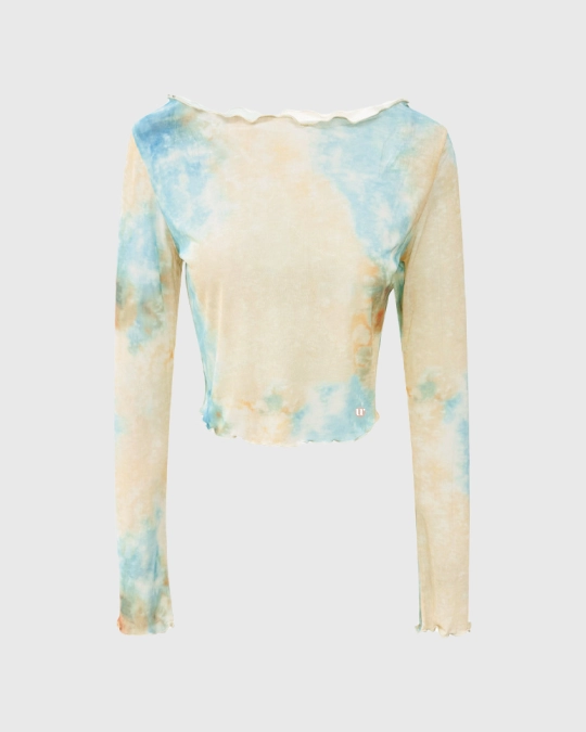 Лонгслив из сетки разноцветный в технике tye-die - 9 