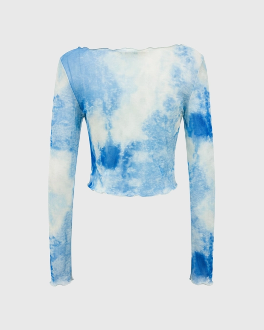 Лонгслив из сетки разноцветный в технике tye-die - 6 