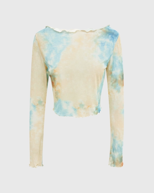 Лонгслив из сетки разноцветный в технике tye-die - 10 
